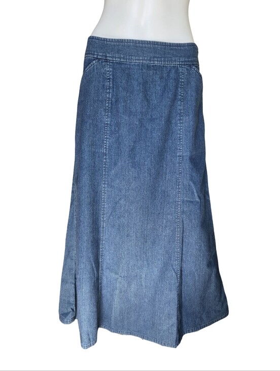 Pendleton Dresses & Skirts - Vintage Pendleton Midi Skirt Blue Denim Pockets Modest Cotton Womens Size 10